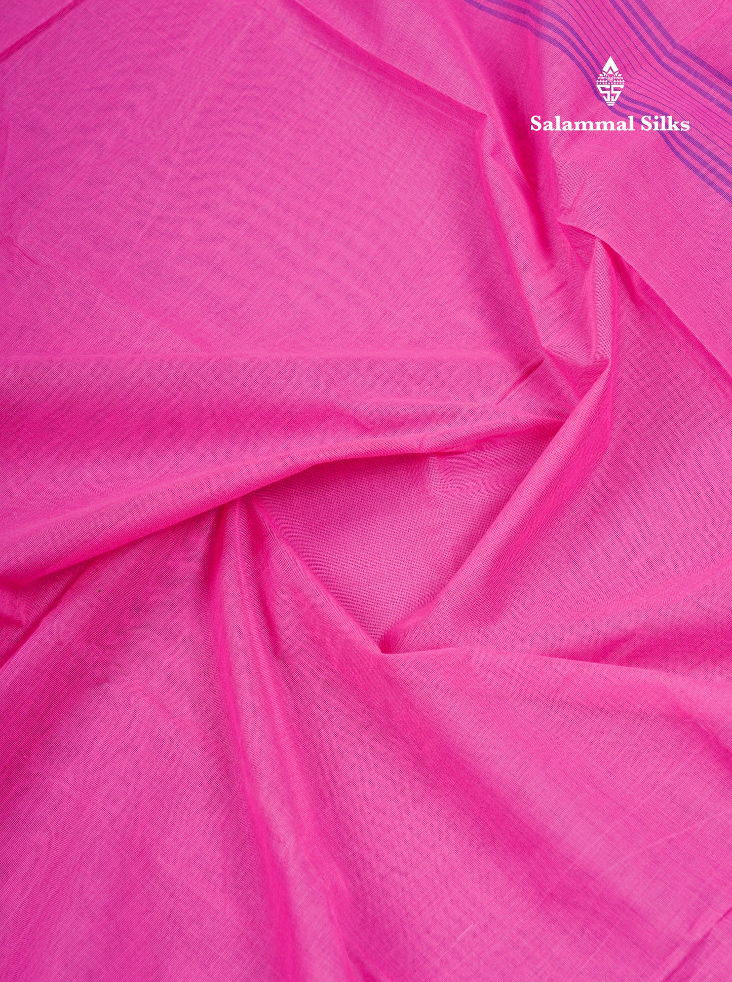 Beautiful Pink Plain Pure Cotton Saree With Traditional Paalum Pazham Checks Border