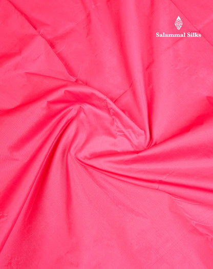 9 Yards Semi Silk Saree Peacock Green With Contrast Pink Traditional Border