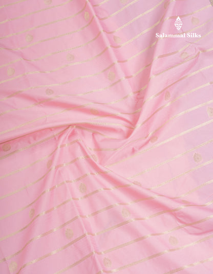 Baby Pink Semi Silk Saree With Contrast Dark Purple Traditional Rettapet Border