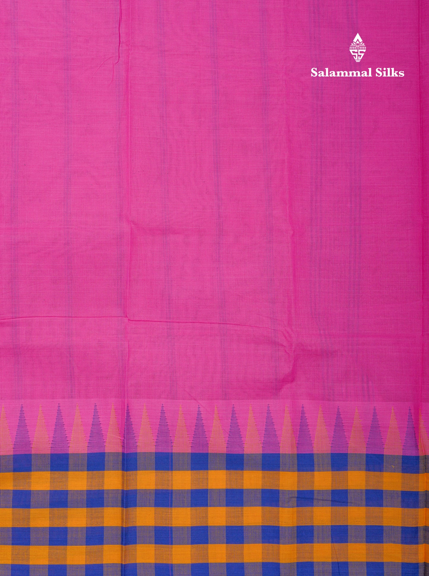 Beautiful Pink Plain Pure Cotton Saree With Traditional Paalum Pazham Checks Border