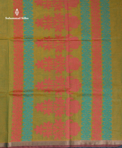 Beautiful Manthulir Green Thread Buttas Pure Cotton Saree With Blouse