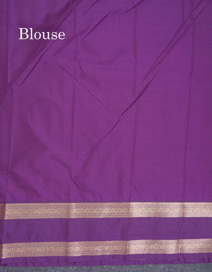 Baby Pink Semi Silk Saree With Contrast Dark Purple Traditional Rettapet Border