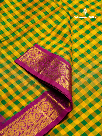 Beautiful Paalum Pazham Checks Pure Silk Cotton Saree With Contrast Vadamalli Traditional Border