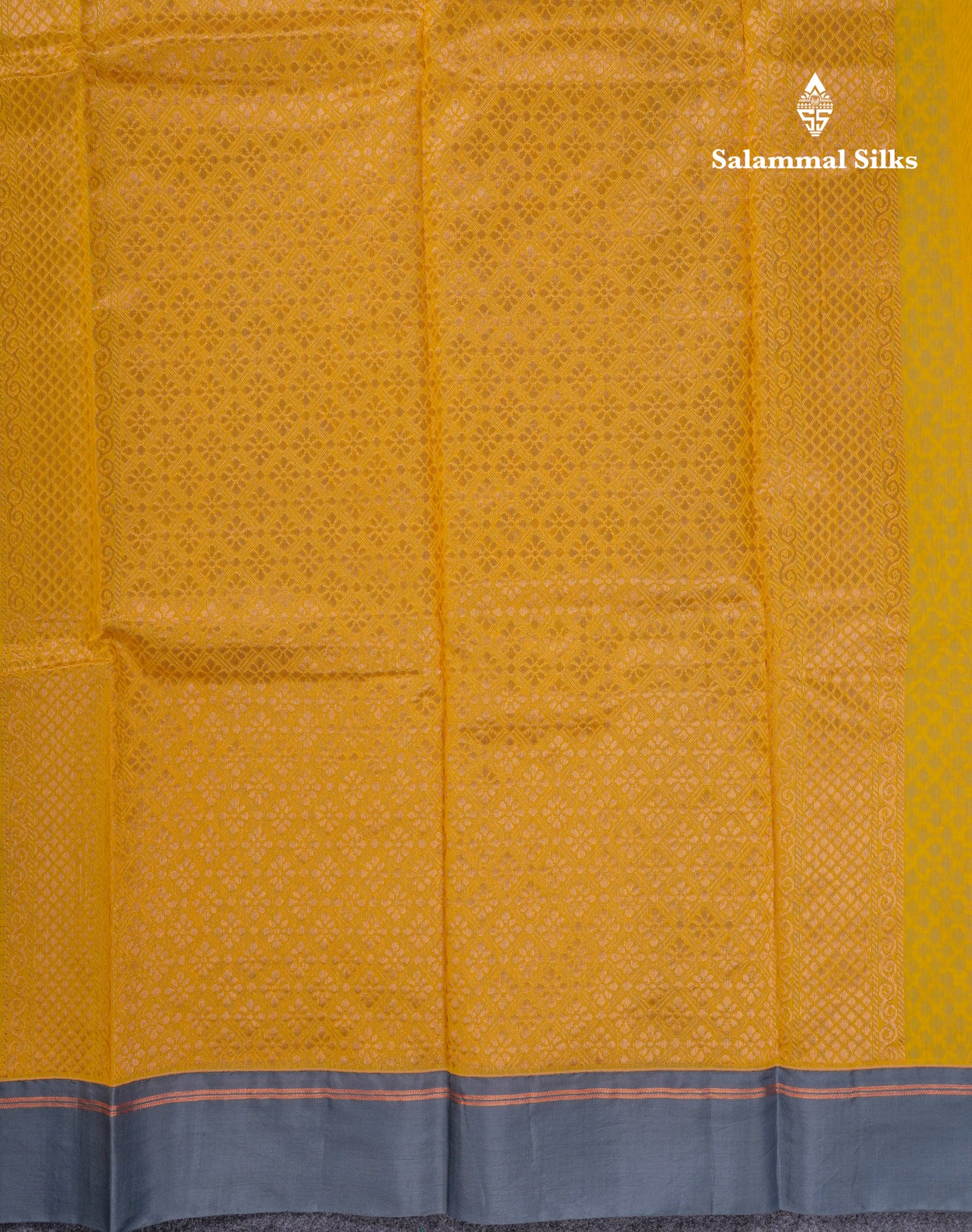 Beautiful Peach Tiny Zari Checks Kota Cotton Saree With Contrast Grey Border