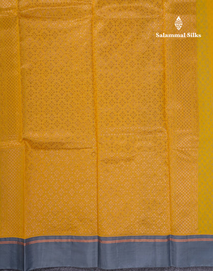 Beautiful Peach Tiny Zari Checks Kota Cotton Saree With Contrast Grey Border