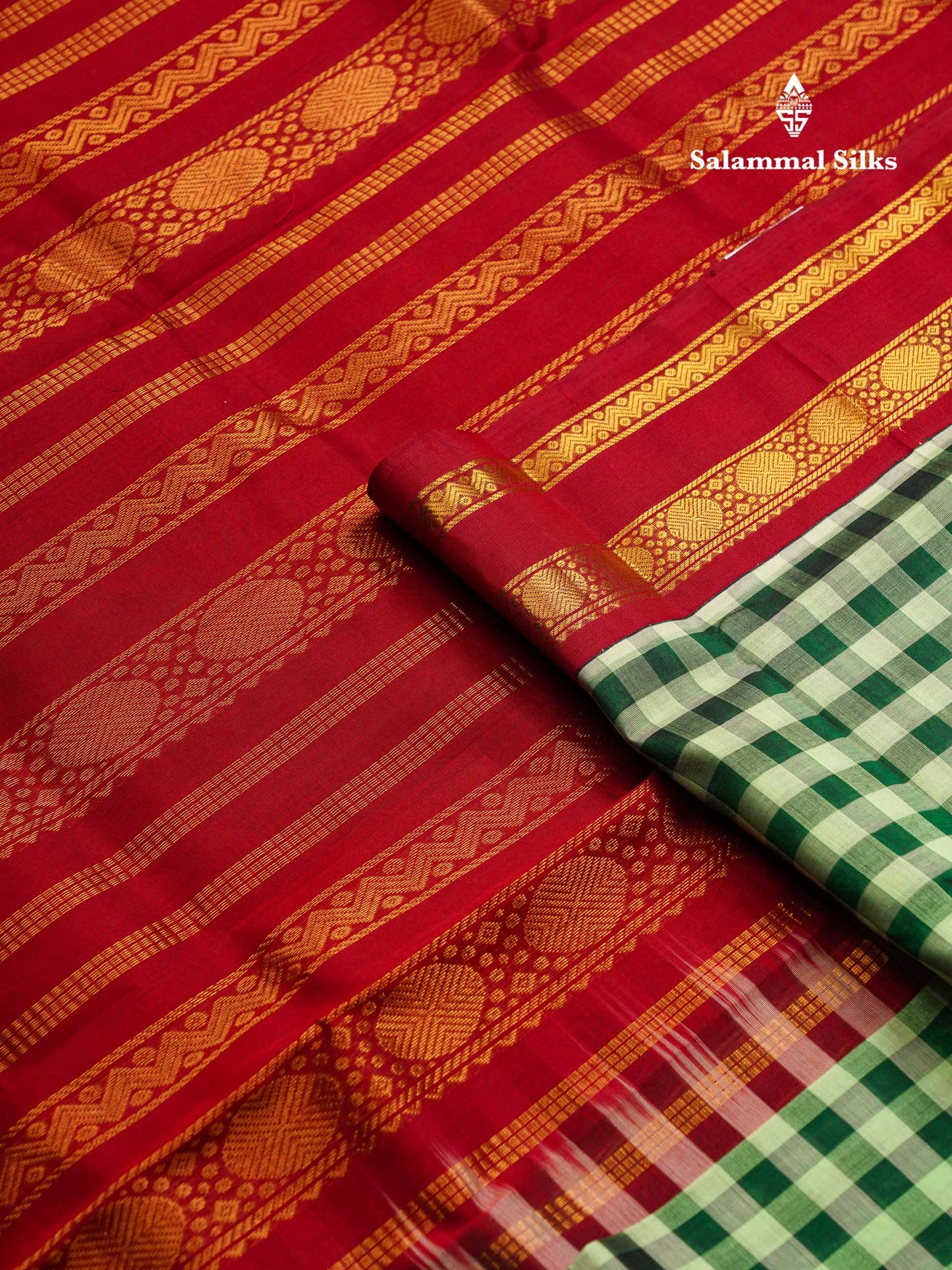Beautiful Paalum Pazham Checks Pure Silk Cotton Saree With Contrast Maroon Traditional Border
