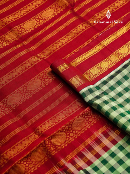 Beautiful Paalum Pazham Checks Pure Silk Cotton Saree With Contrast Maroon Traditional Border