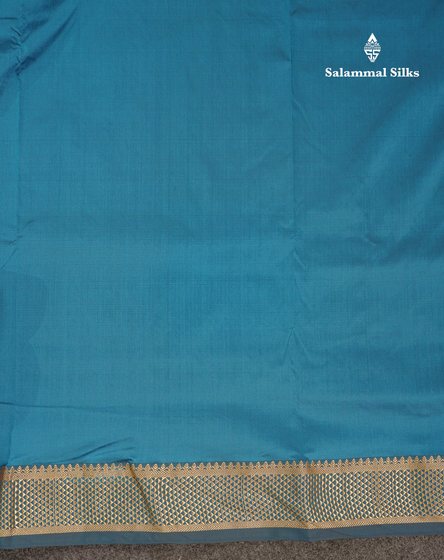 10.5 Yards Semi Silk Saree Peacock Blue Plain With Traditional Border