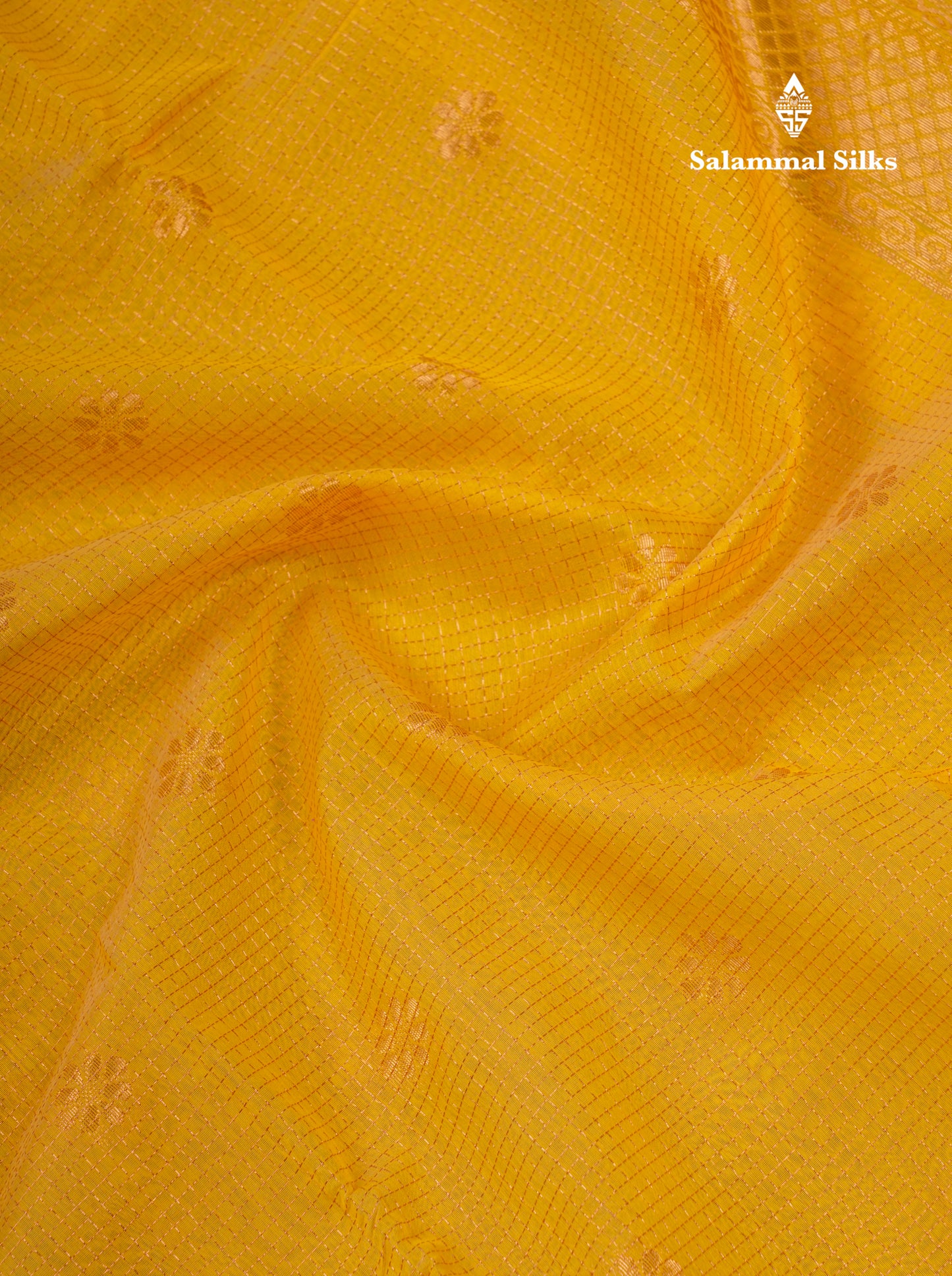 Beautiful Peach Tiny Zari Checks Kota Cotton Saree With Contrast Grey Border