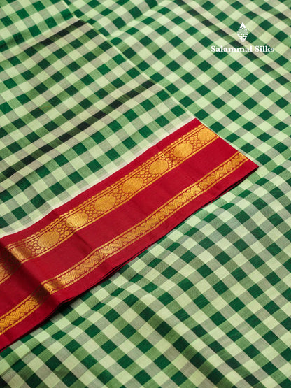 Beautiful Paalum Pazham Checks Pure Silk Cotton Saree With Contrast Maroon Traditional Border