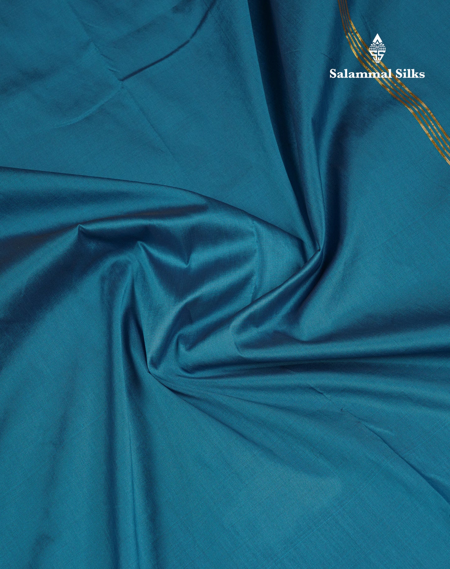 10.5 Yards Semi Silk Saree Peacock Blue Plain With Traditional Border