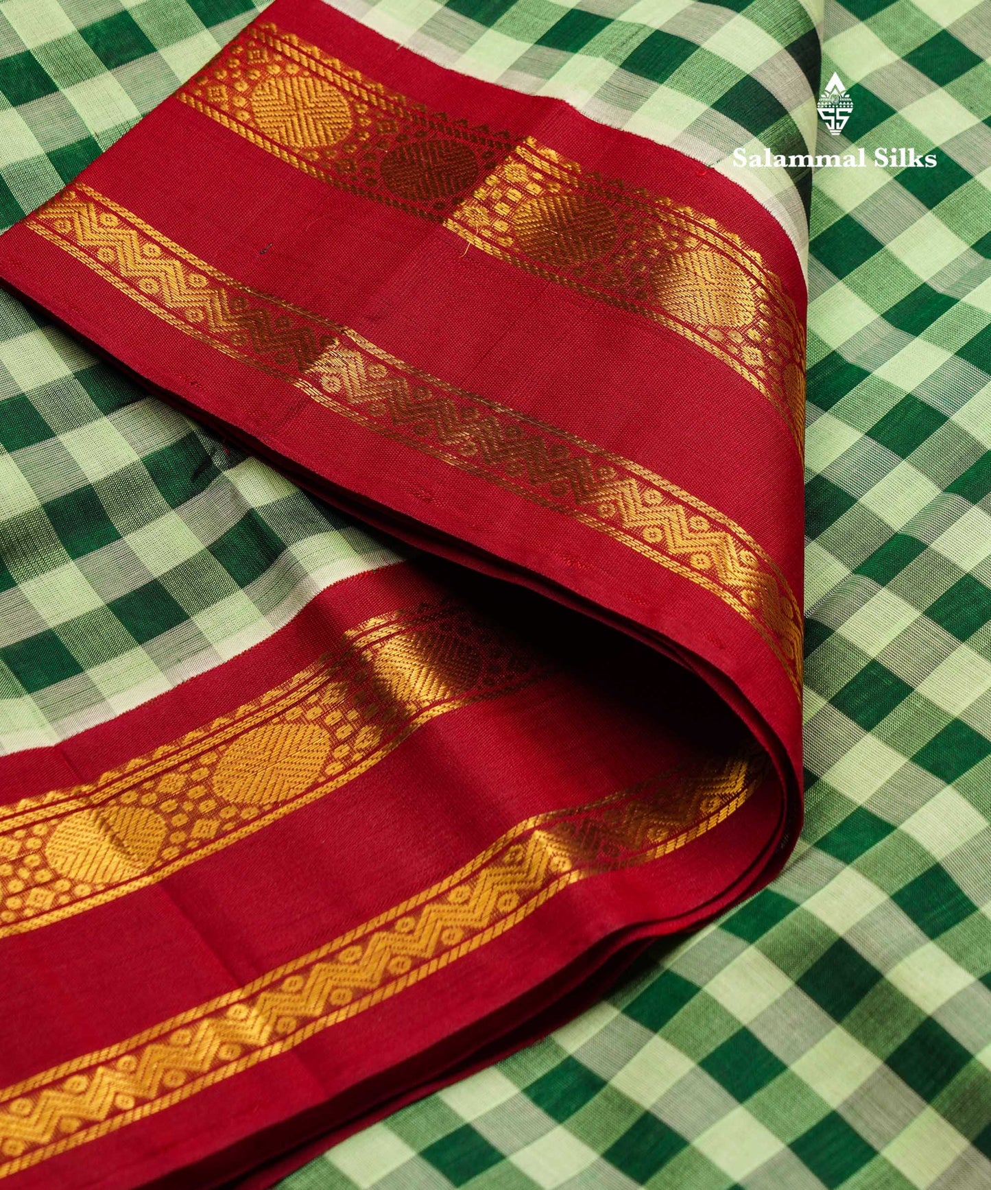 Beautiful Paalum Pazham Checks Pure Silk Cotton Saree With Contrast Maroon Traditional Border