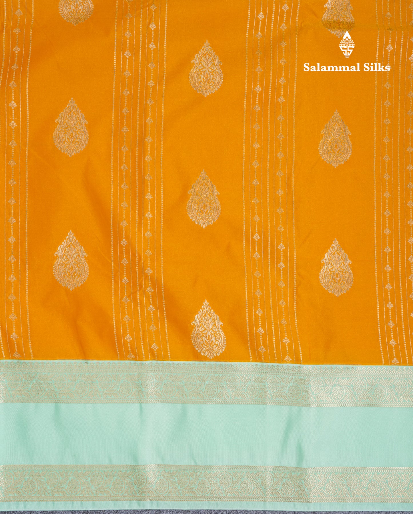 Mustard Yellow Semi Silk Saree With Contrast Elaichi Green Traditional Rettapet Border