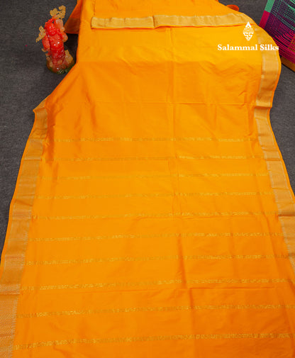 10.5 Yards Semi Silk Saree Peacock Blue Plain With Traditional Border