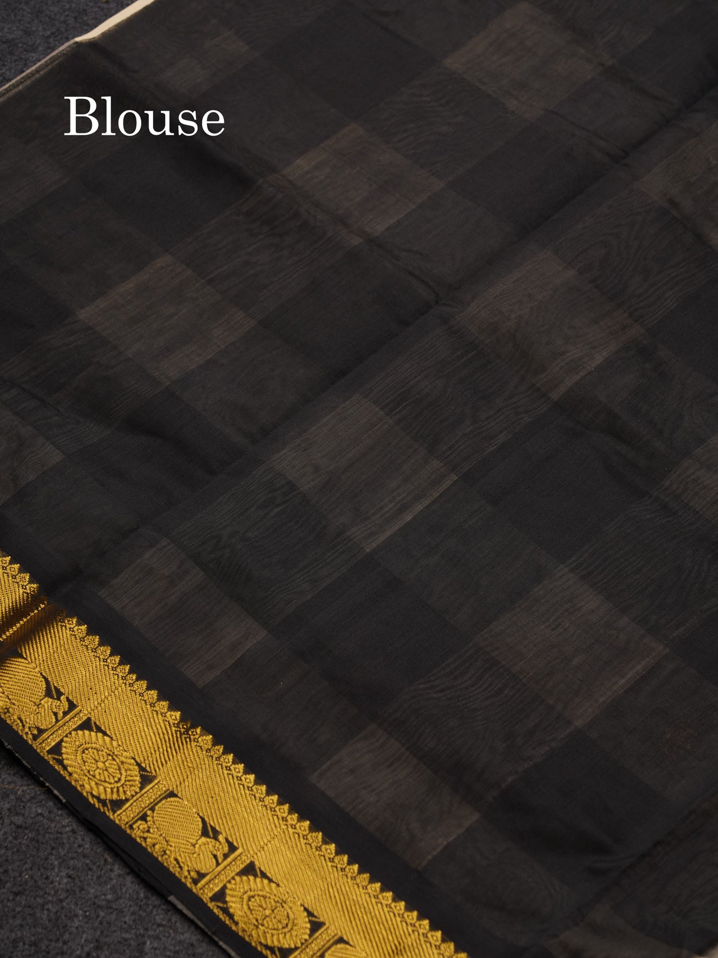 Beautiful Paalum Pazham Checks Semi Silk Cotton Saree With Contrast Black Blouse