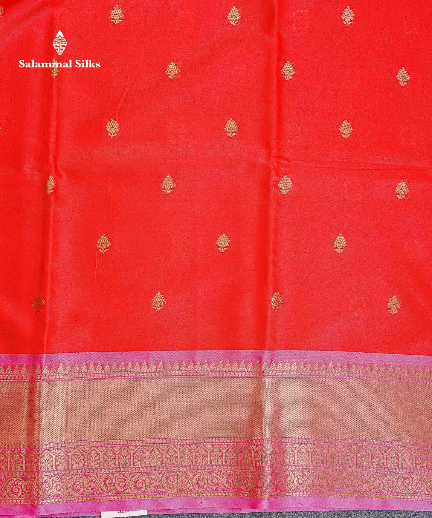 Semi Silk Saree - Rani Pink Colour Body Zari Butta With Contrast Light Pink Blouse