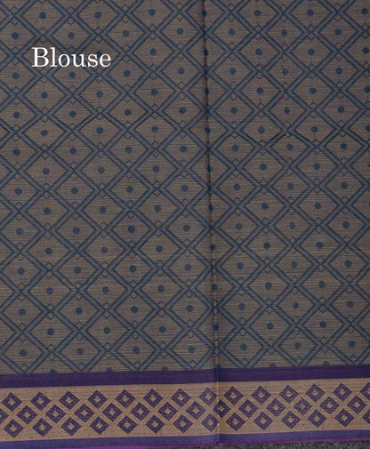 Beautiful Magenta Thread Work Pure Cotton Saree With Contrast Blueish Grey Blouse