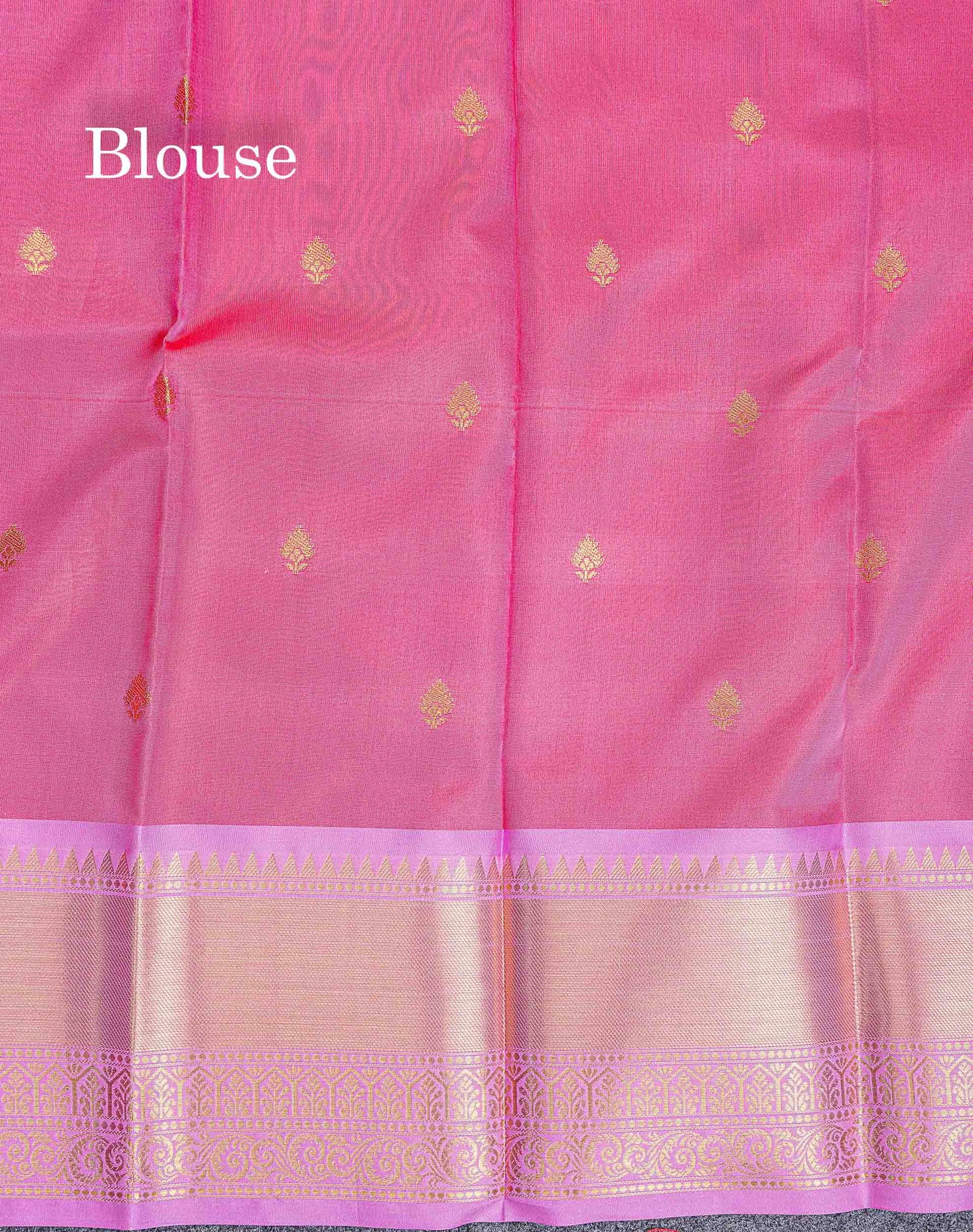 Semi Silk Saree - Rani Pink Colour Body Zari Butta With Contrast Light Pink Blouse