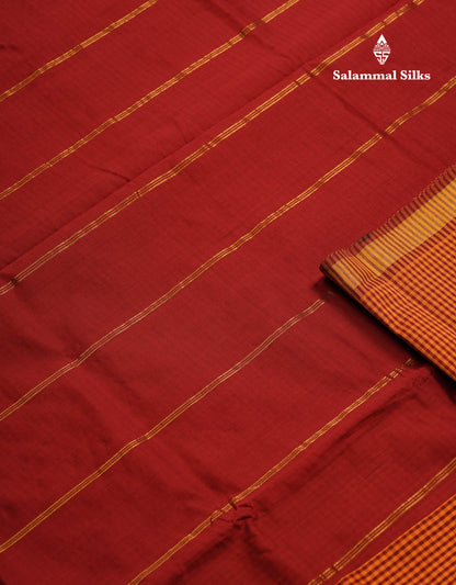 Beautiful Mustard Yellow & Navy Blue Tiny Checks Semi Silk Cotton Saree With Contrast Navy Blue Blouse