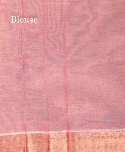 Beautiful Cream Sandal Zari Butta Pure Cotton Saree With Contrast Onion Pink Blouse