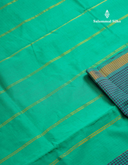Beautiful Mustard Yellow & Navy Blue Tiny Checks Semi Silk Cotton Saree With Contrast Navy Blue Blouse