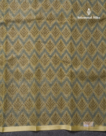 Sapphire Green Kota Cotton Saree With Small Ribbon Border