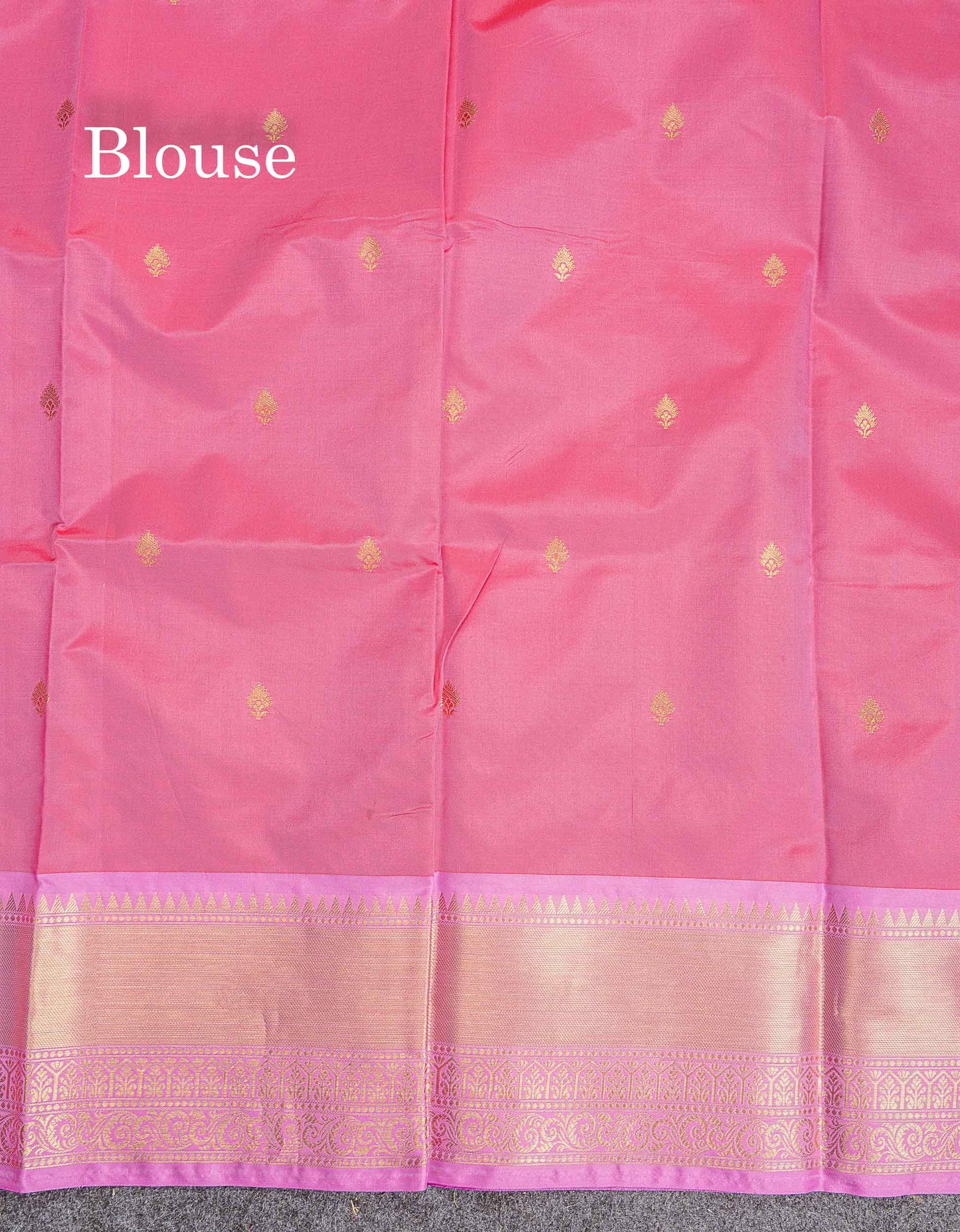 Semi Silk Saree - Rani Pink Colour Body Zari Butta With Contrast Light Pink Blouse