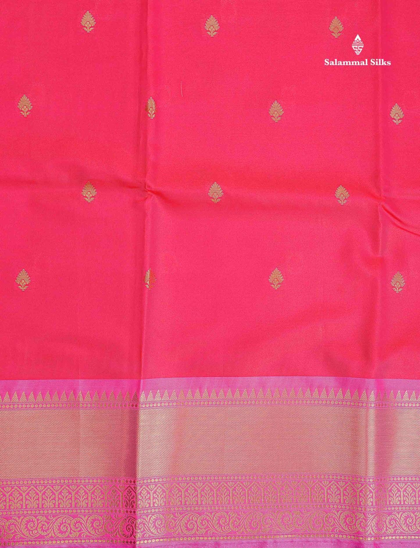 Semi Silk Saree - Rani Pink Colour Body Zari Butta With Contrast Light Pink Blouse