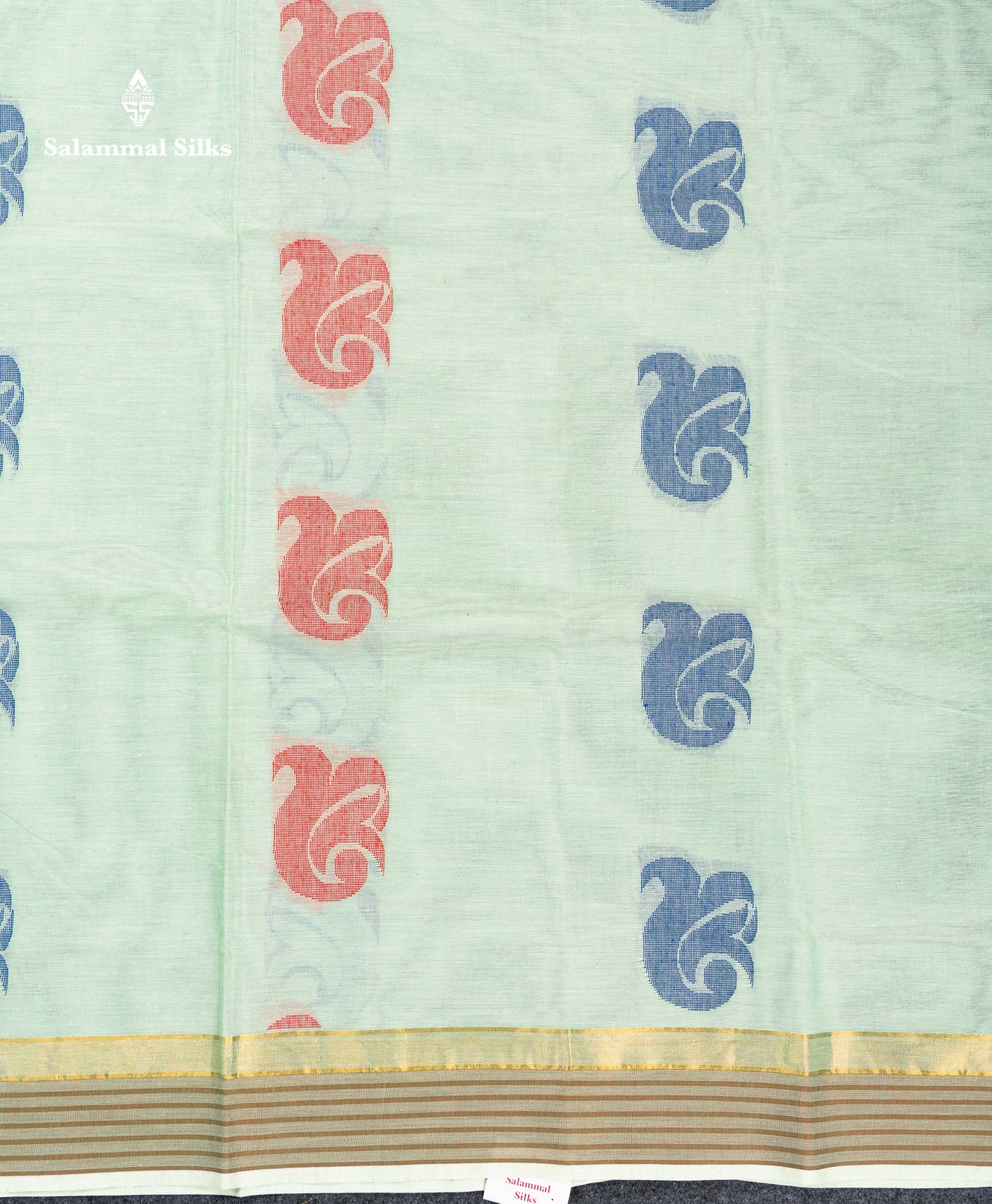 Beautiful Light Rexona Thread Butta Pure Cotton Saree With Blouse
