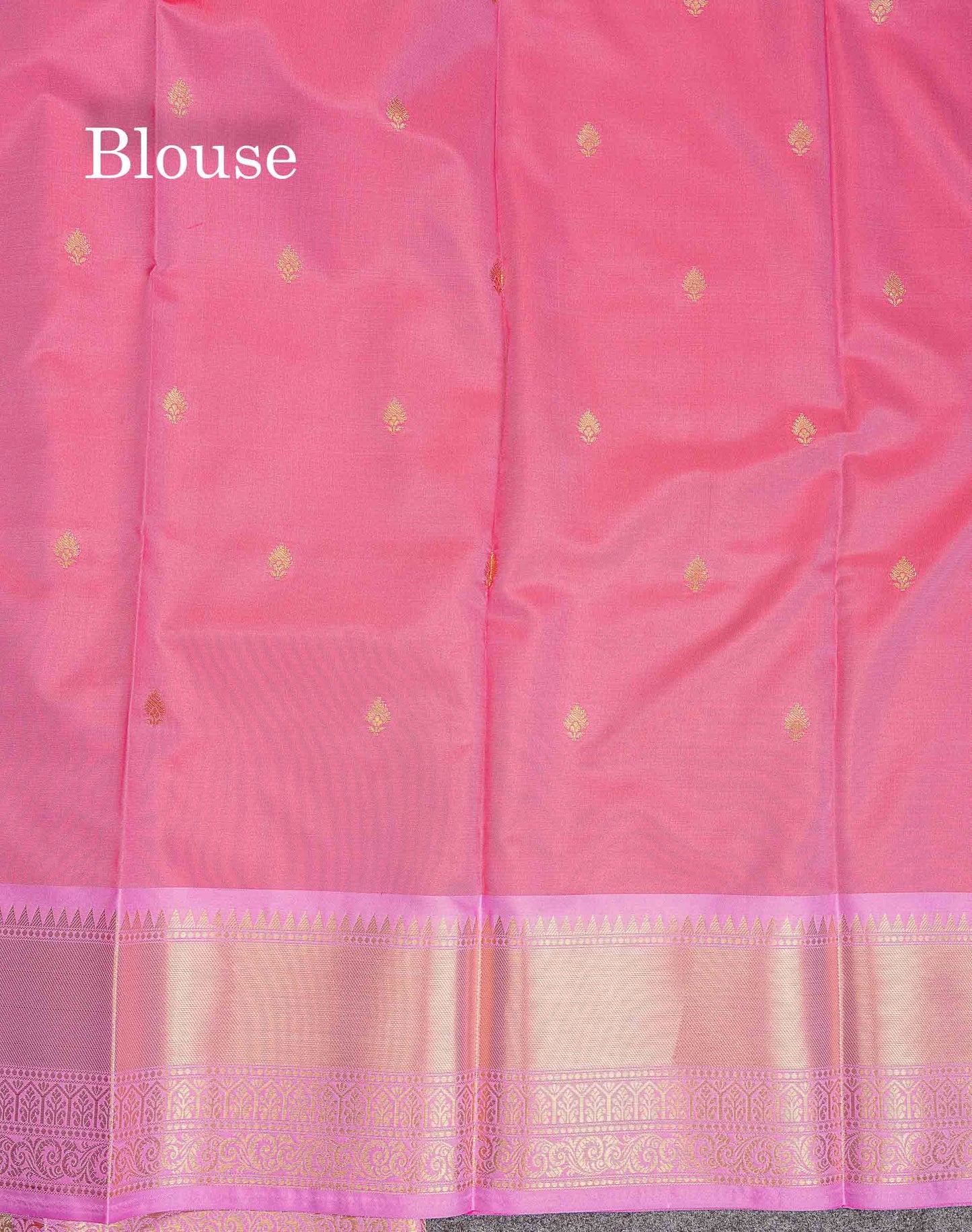 Semi Silk Saree - Rani Pink Colour Body Zari Butta With Contrast Light Pink Blouse