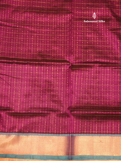 Lakshadeepam Violet Colour Pure Silk Cotton Saree With Contrast Parrot Green Border