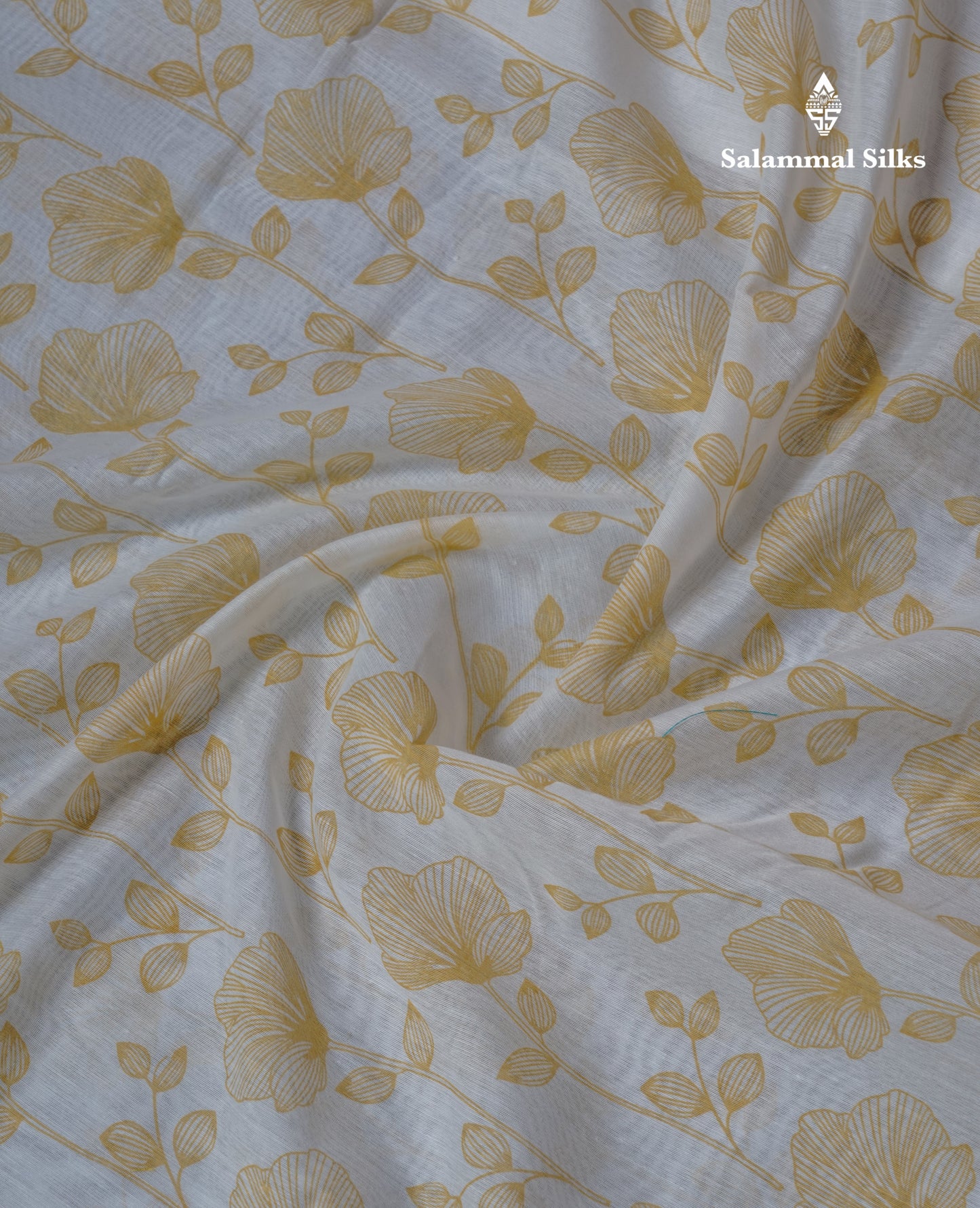 White Floral Print Cotton Mix Saree With One Side Border