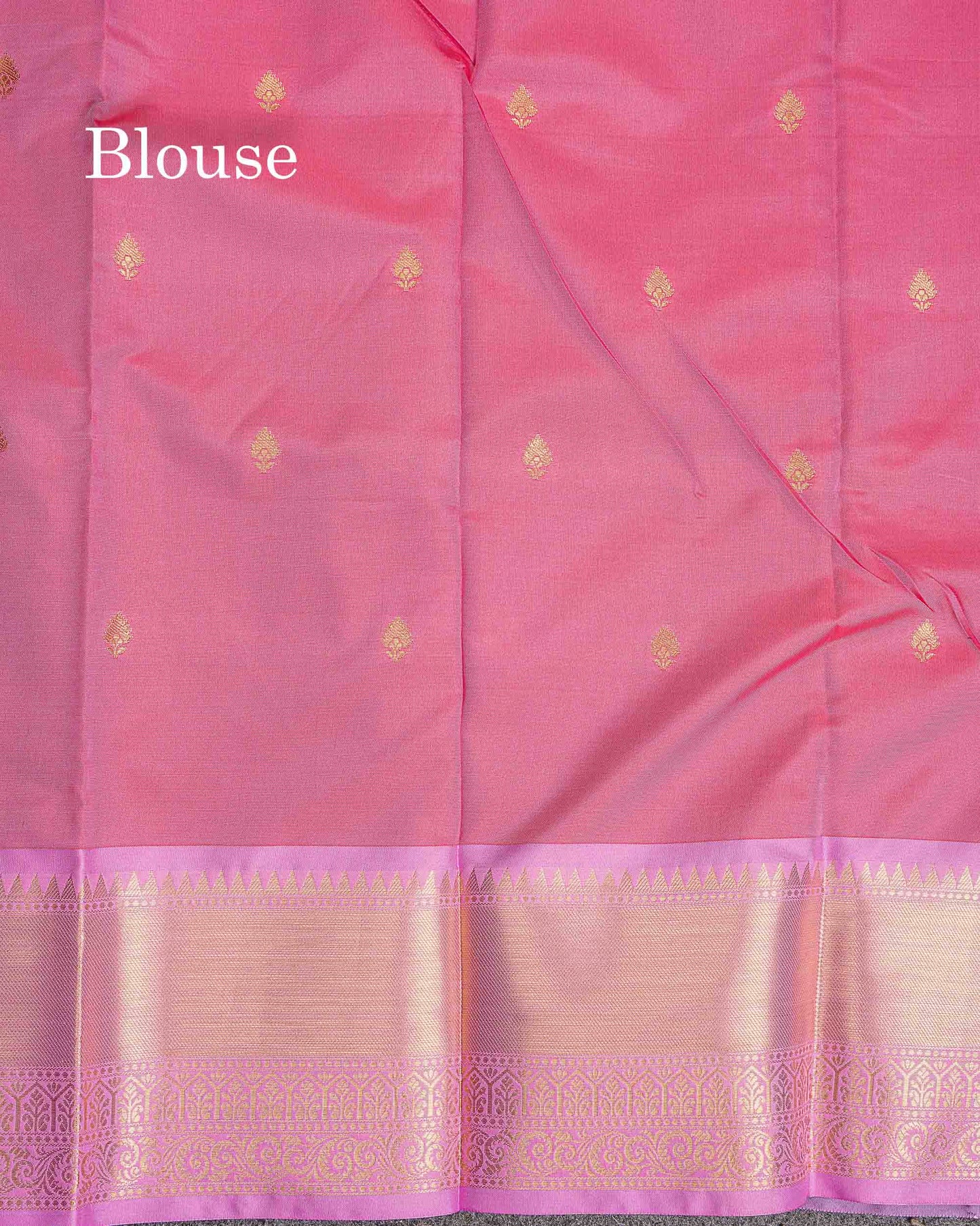 Semi Silk Saree - Rani Pink Colour Body Zari Butta With Contrast Light Pink Blouse