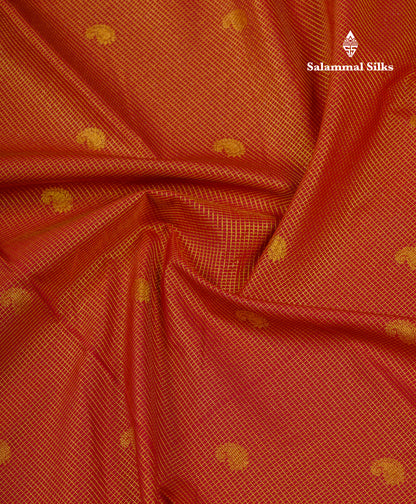 Beautiful Brown Tiny Vaira Oosi Checks Semi Silk Saree With Contrast Cream Sandal Traditional Border