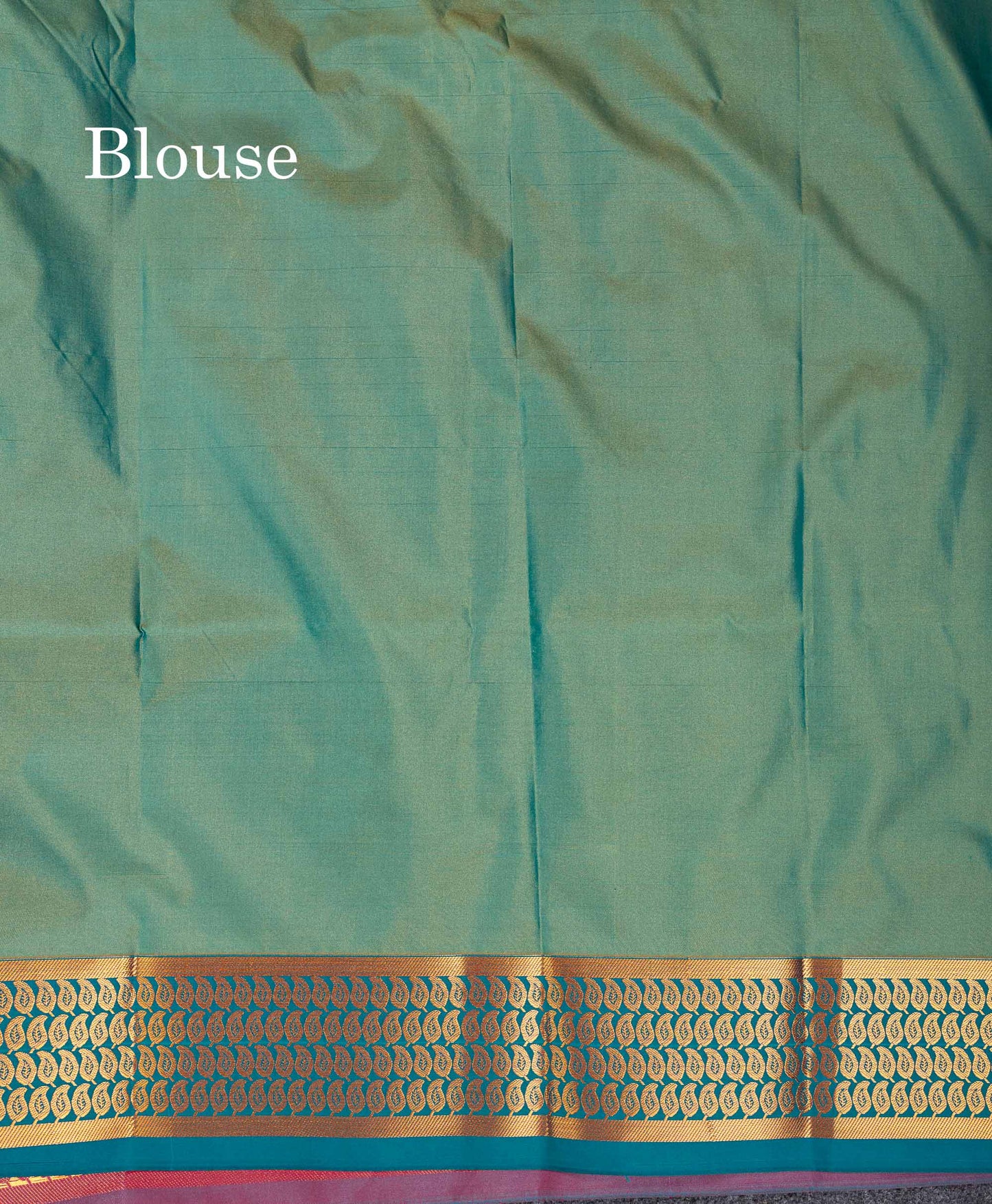 Beautiful Orange Zari Butta Semi Silk Saree With Contrast Sapphire Green Blouse