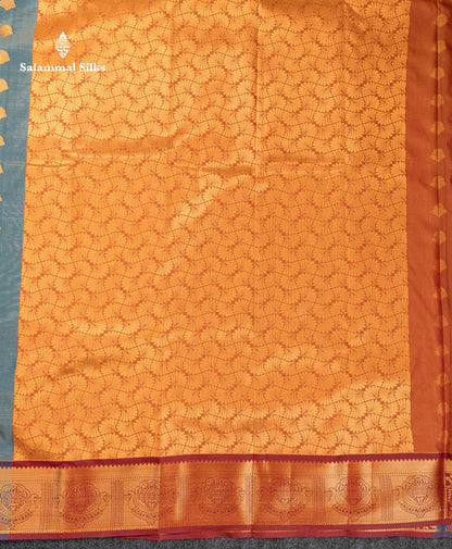 Beautiful Light Blue Semi Silk Saree With Contrast Light Violet Traditional Border