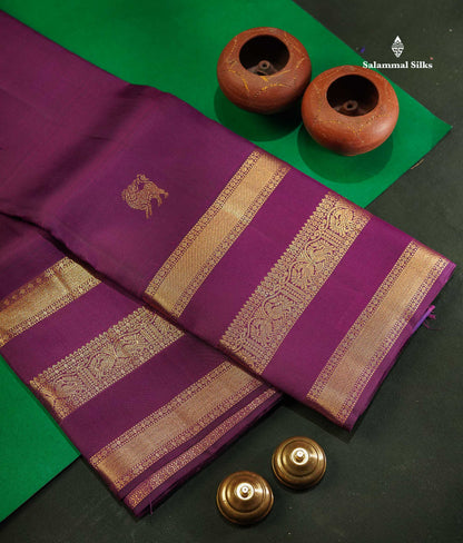 Pure Kanjivaram Silk Saree - Vadamalli Colour Body With Butta & Traditional Gap Border