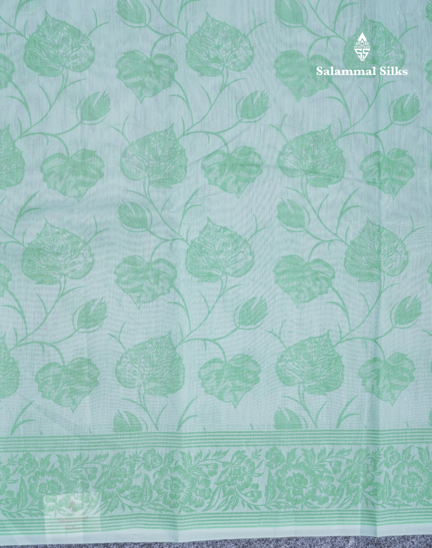 White Floral Print Cotton Mix Saree With One Side Border