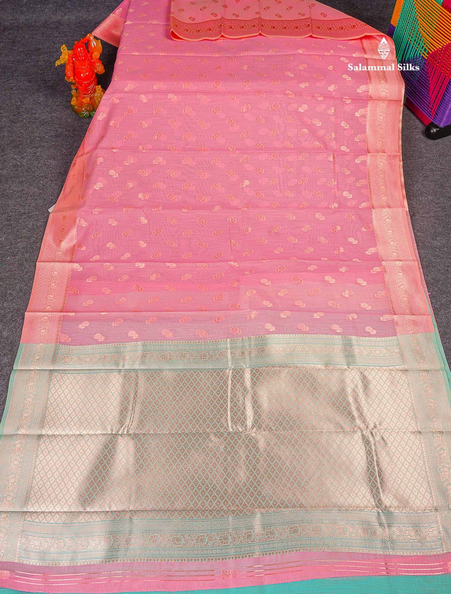 Cotton Mix Saree - Light Pink Colour Body Thread Butta With Fancy Border 