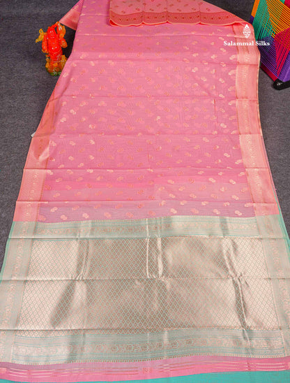 Cotton Mix Saree - Light Pink Colour Body Thread Butta With Fancy Border 
