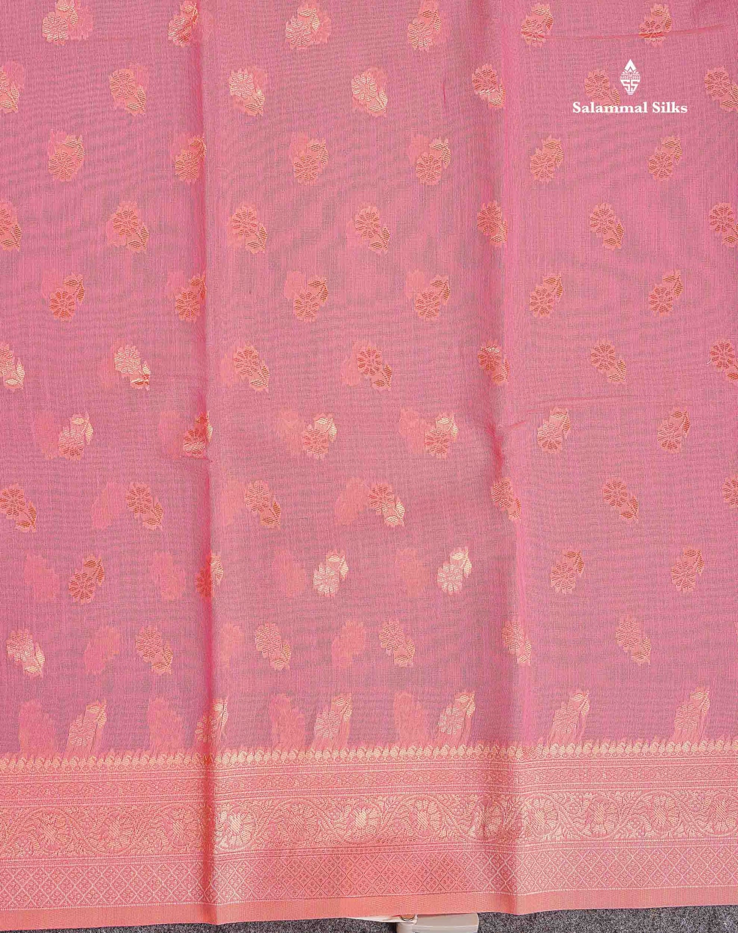 Cotton Mix Saree - Light Pink Colour Body Thread Butta With Fancy Border