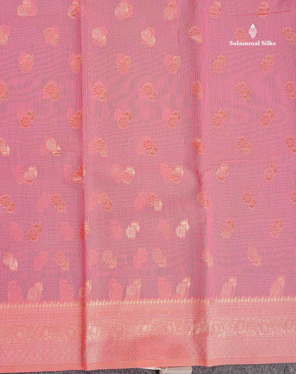 Cotton Mix Saree - Light Pink Colour Body Thread Butta With Fancy Border