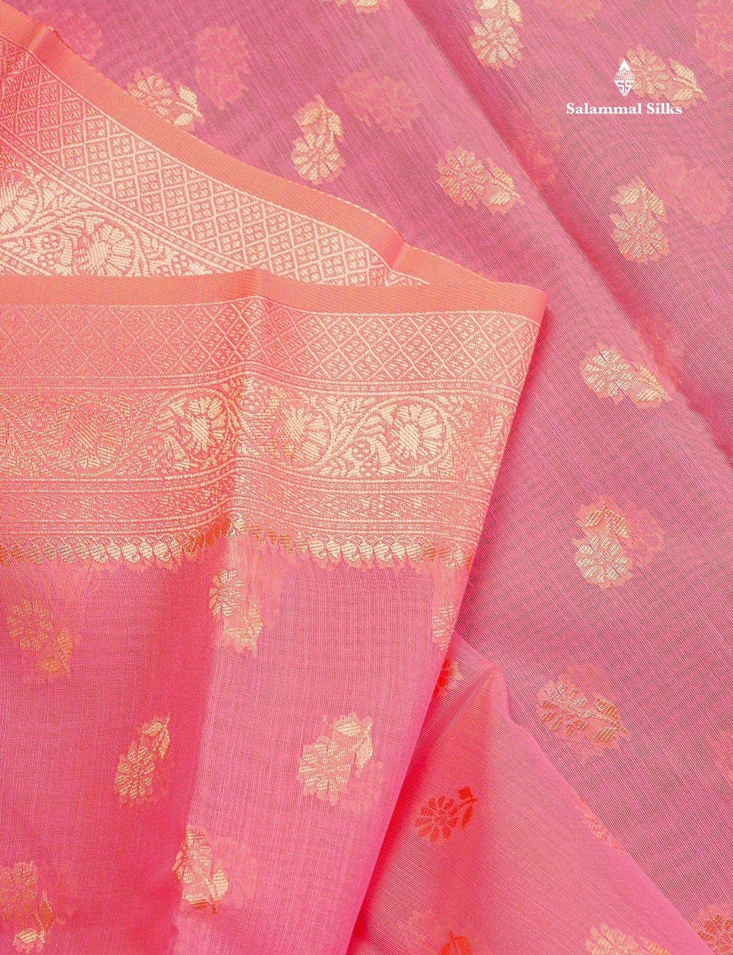 Cotton Mix Saree - Light Pink Colour Body Thread Butta With Fancy Border
