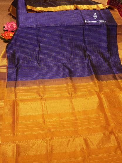 Lakshadeepam Violet Colour Pure Silk Cotton Saree With Contrast Parrot Green Border