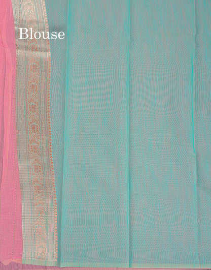 Cotton Mix Saree - Light Pink Colour Body Thread Butta With Fancy Border