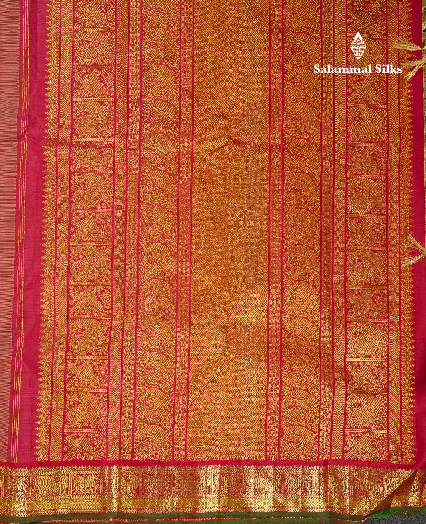 Beautiful Korvai Yellow Checks With Butta Pure Kanjivaram Silk Saree With Contrast Reddish Maroon Traditional Border