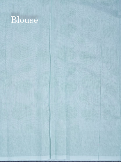 White Floral Print Cotton Mix Saree With One Side Border