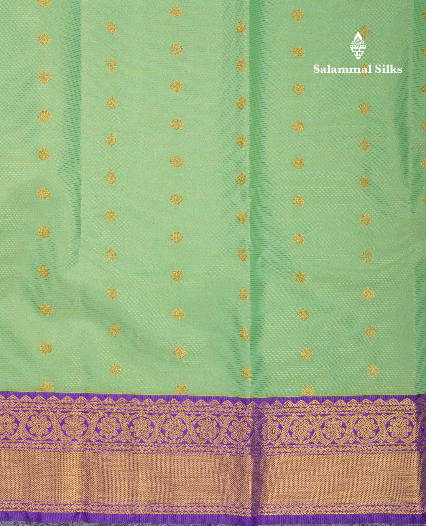 Beautiful Rexona Green Vaira Oosi Lines Semi Silk Saree With Contrast Violet Border