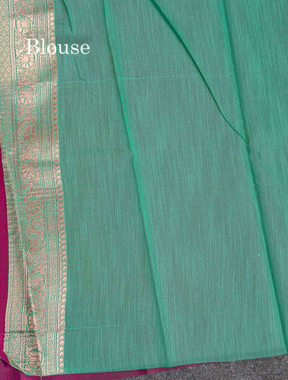 Cotton Mix Saree - Light Pink Colour Body Thread Butta With Fancy Border