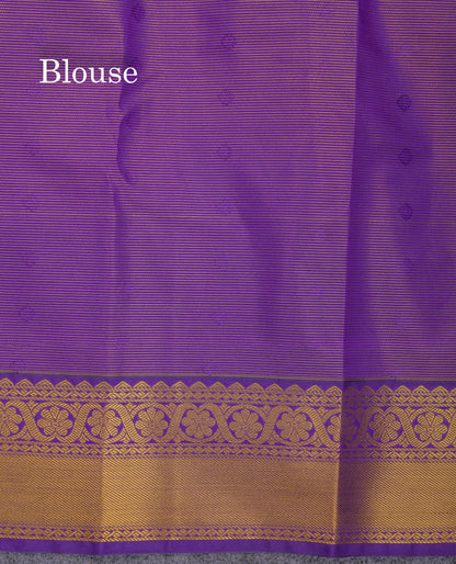 Beautiful Rexona Green Vaira Oosi Lines Semi Silk Saree With Contrast Violet Border